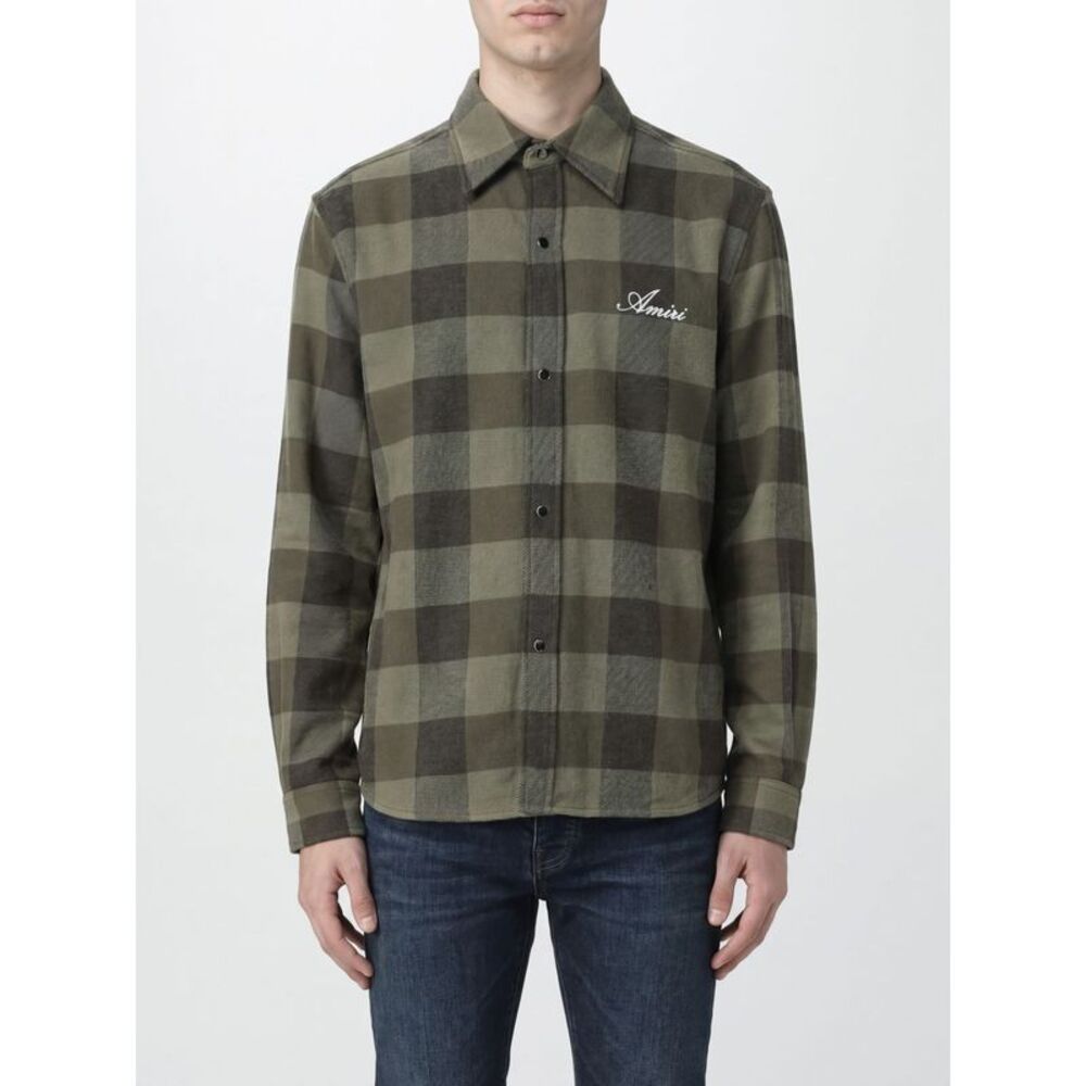 Amiri Men Amiri Check Cotton Shirt With Spread Collar And Curved Hem